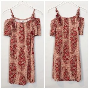 Madewell Silk Cold Shoulder Tassel Tie Dress Small